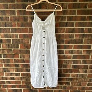 Sm Japna White Eyelet Cotton Midi Sundress Cottagecore Boho Coastal Cowgirl LWD